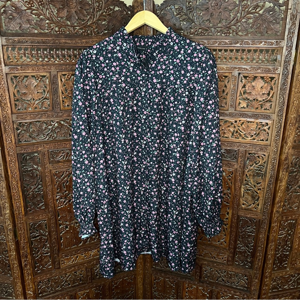 English Factory Black Floral Shift Dress with Pink Flowers - Picture 5 of 16